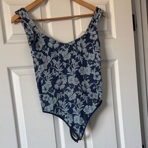 Free People Blue Floral Bodysuit